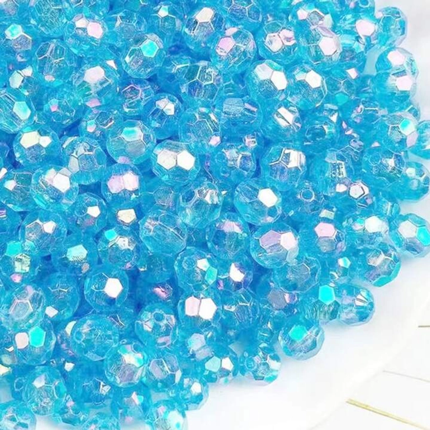 100pcs 6mm Mixed Colors Shiny Faceted Oval Spacer Beads Loose Acrylic Beads For Making Jewelry, Bracelet, Necklace, Earring