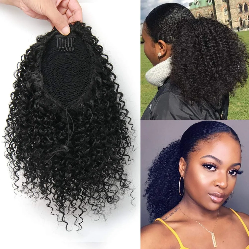 Extension de queue de cheval afro - américaine bouclée cheveux courts en queue de cheval afro - américaine (1B, 12 Inch) : Amazon.fr: Beauté et Parfum