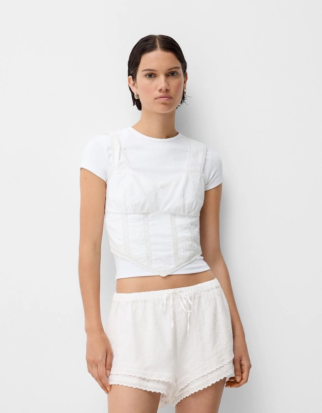 Short coton dentelle - Femme