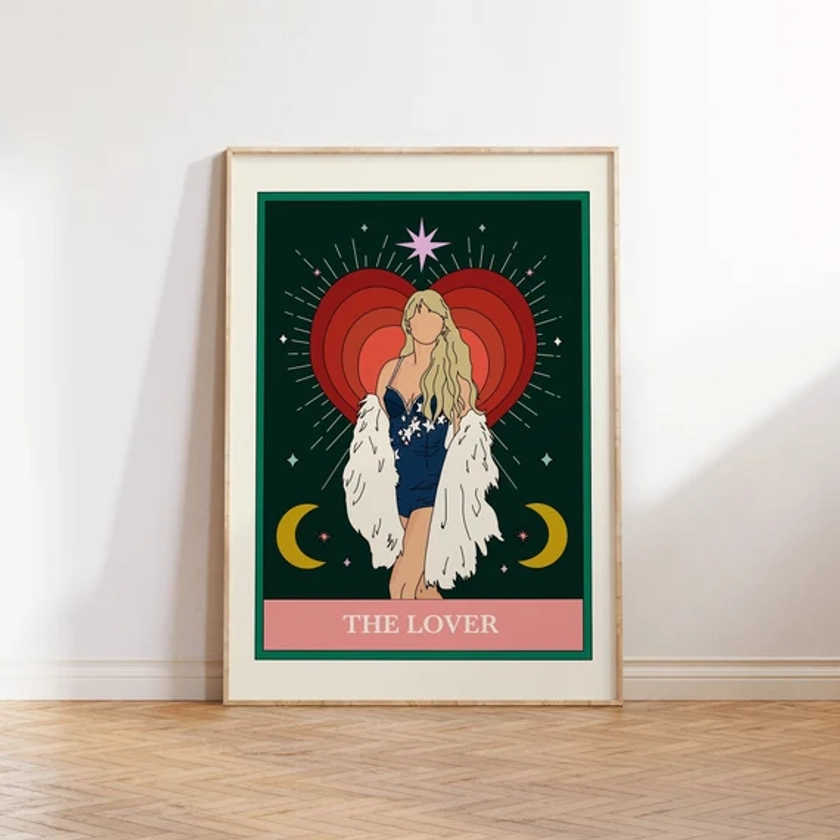Taylor Swift Tarot Card Art Print | The Lover | Music Prints | Wall Art | Taylor Swift Merch | Lyric Posters | Retro Art | Mirrorball Print