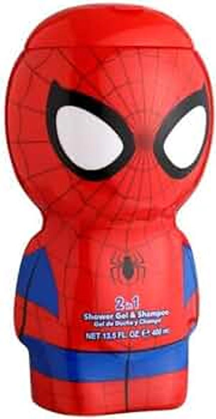 Marvel Spiderman 3D Bottle Children Hair and Body Wash 2 in 1 Shower Gel and Shampoo, Natural, Vegan and FSC Approved Shower Gel and Shampoo for Kids, 400 ml