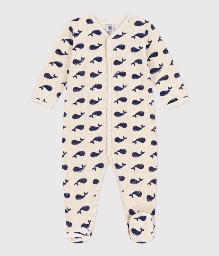 Pyjama bébé baleines marines en velours