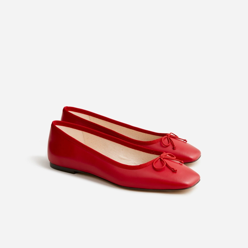 Quinn square-toe ballet flats in leather