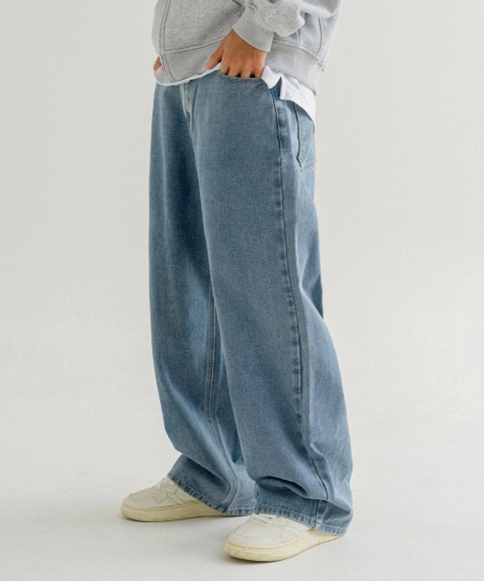 MUSINSA | AGAINST ALL ODDS Wide Denim Pants [Medium Blue]
