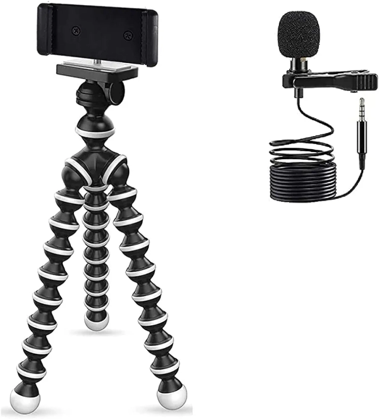 Buy Gorilla Tripod/Mini (13 Inch) Tripod for Mobile Phone with Phone Mount | Flexible Gorilla Stand for DSLR & Action Cameras With Professional Collar Mic for YouTube Grade Lavalier Microphone Combo Offer Online at Low Prices in India - Amazon.in