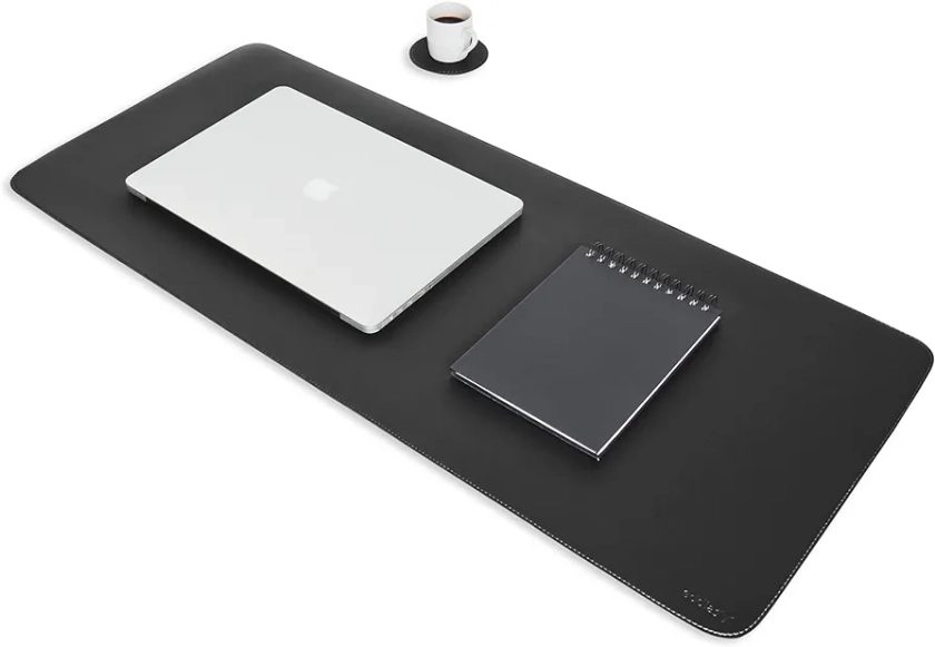 MousePad Desk Pad Eddias em Couro Ecologico 90x40cm + Porta-Copos - (Preto) | Amazon.com.br