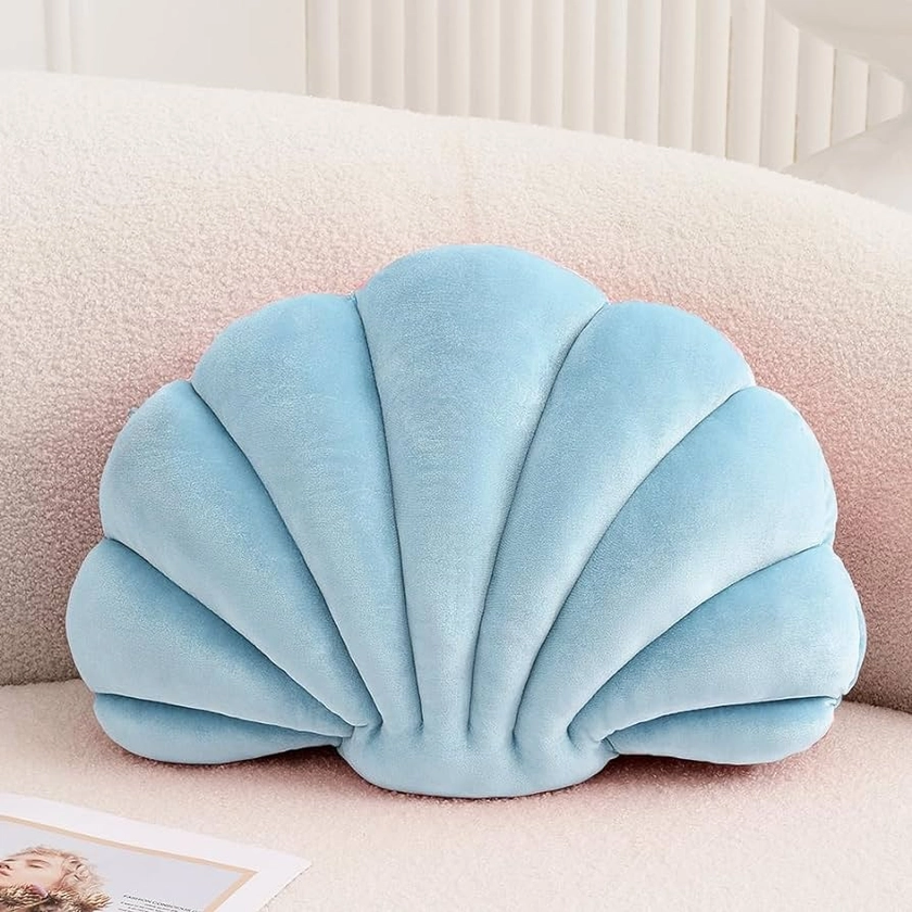 Amazon.com: XIAIJIA Seashell Decorative Pillow Shell Shaped Throw Pillow 3D Insert Beach Pillow Soft Velvet Pillow Sea Ocean Decoration Couch Bed Pillow Cushions(Blue,14 X 11 inch) : Home & Kitchen