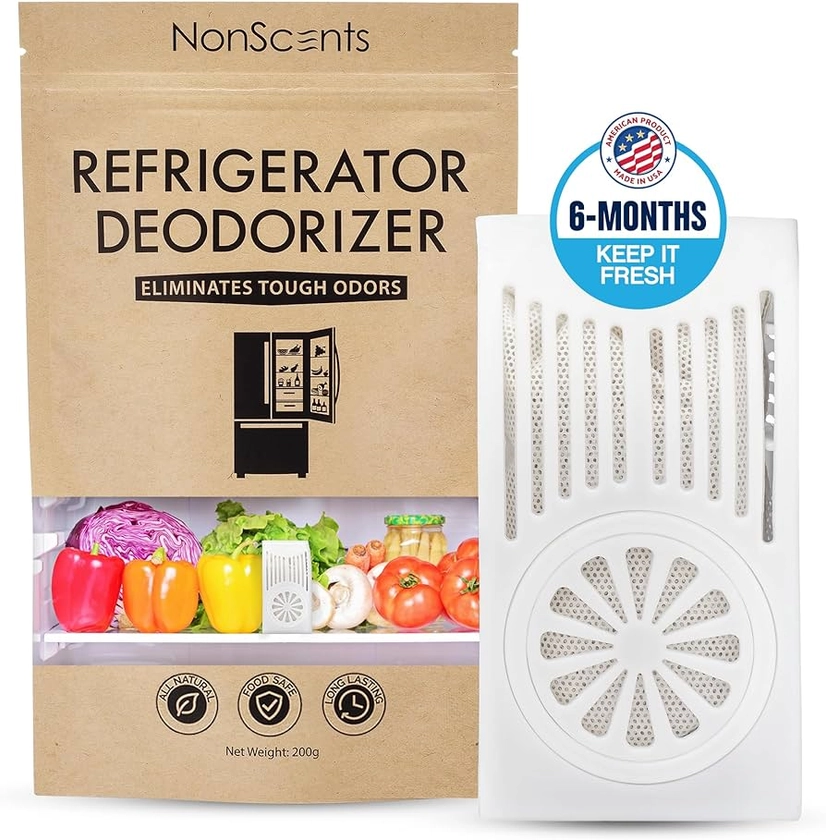 Amazon.com: NonScents Refrigerator Deodorizer - Odor Eliminator for Fridge & Freezer - Outshines Baking Soda - Unscented, Long-Lasting, & Safe - Freshen Your Refrigerator & Freezer : Home & Kitchen