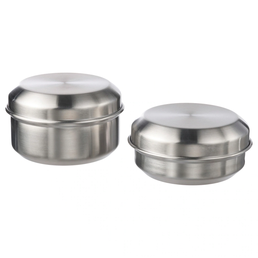 LÄTTUGGAD Snack container, set of 2 - stainless steel