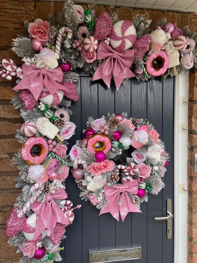 Pink Candy Cane Lane Christmas Wreath and Garland Collection - Items sold separately PREORDER