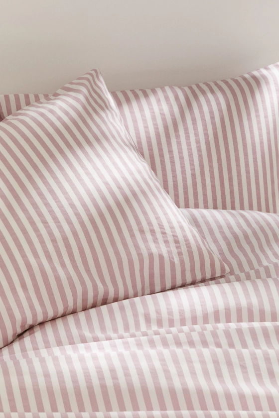 Parure de couette lit double en coton - Rose/blanc - Home All | H&M FR