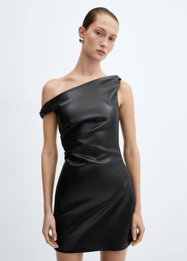 Short leather-effect dress