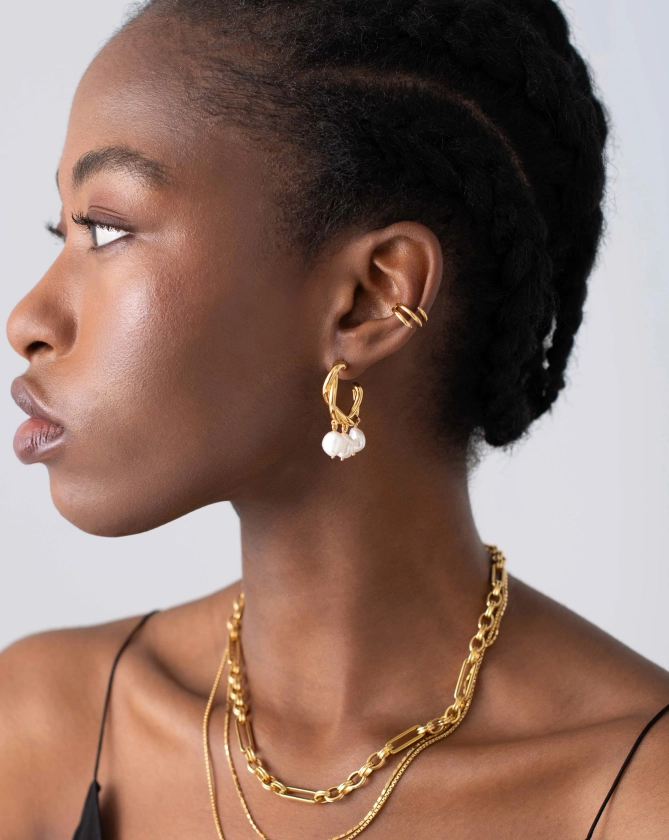 MISSOMA Molten Baroque Pearl Drop Hoop Earrings