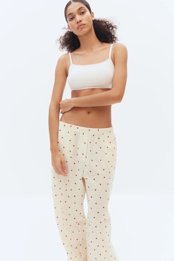 Pantalon de pyjama en coton - Blanc/cœurs - FEMME | H&M FR