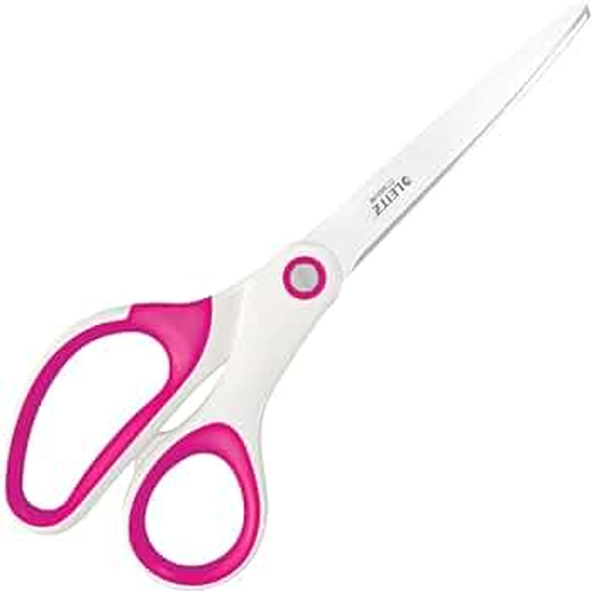 Leitz Titanium Scissors, Right or Left Handed (Ambidextrous), Office Stationary, Ergonomic Handle, WOW Range, Pink, 6.7 x 1.5 x 15 cm