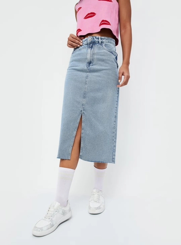 Buy GINGER Women Washed Denim Skirt from Ginger at just INR 1499.0