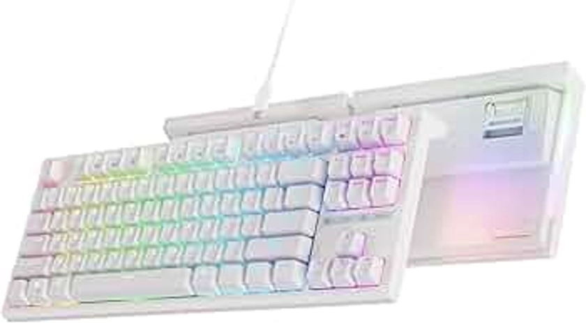 RK ROYAL KLUDGE R87 Mechanical Keyboard, 75% Layout Hot Swappable Wired Gaming Keyboard Software Macro Compact RGB Backlit PC Game Keyboards 87 Keys for Win Mac, Yellow Switch-White