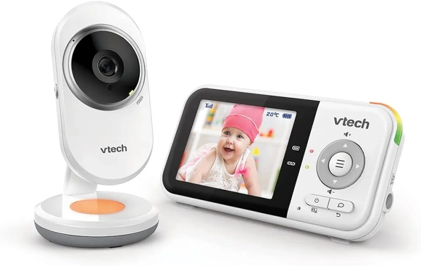 VTech - BM3254 - Babyphone Vidéo Clear Plus - Veilleuse et berceuse - Écran 2.8'' - 720p- Babyphone Audio - Version FR