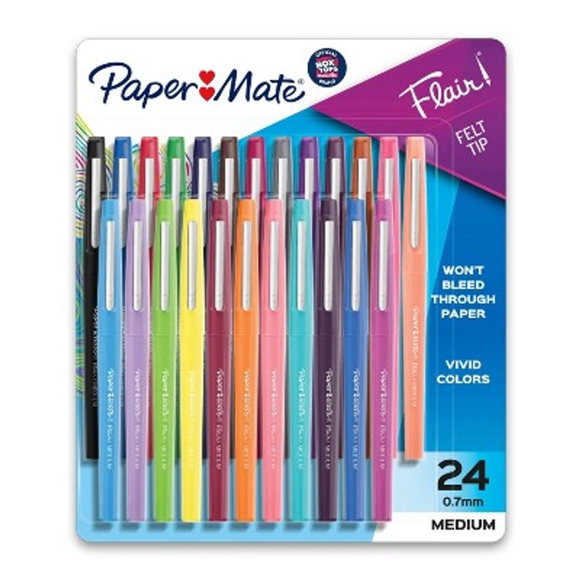 Paper Mate Flair 24pk Felt Pens 0.7mm Medium Tip Multicolored