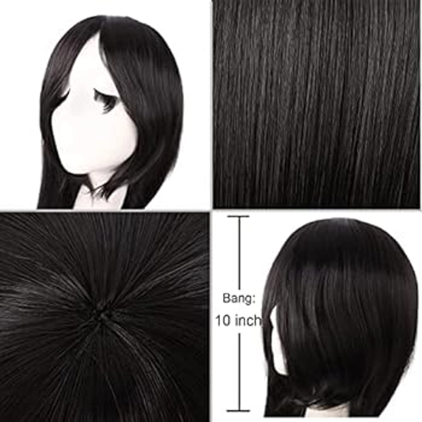 MapofBeauty 40 Inch 100 cm Oblique Bangs Anime Costume Long Straight Cosplay Wig Party Wig (Black)