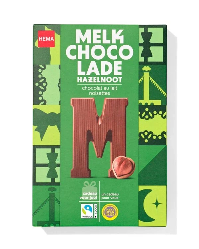 lettre M en chocolat aux noisettes 140g - HEMA