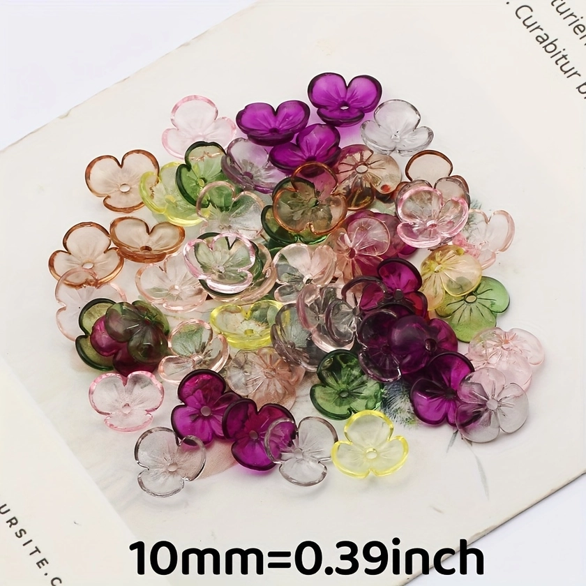 200pcs Multicolor 10mm Transparent Acrylic Petal Beads For Jewelry Making, Necklace Bracelet Earrings Keychain DIY Material Accessories