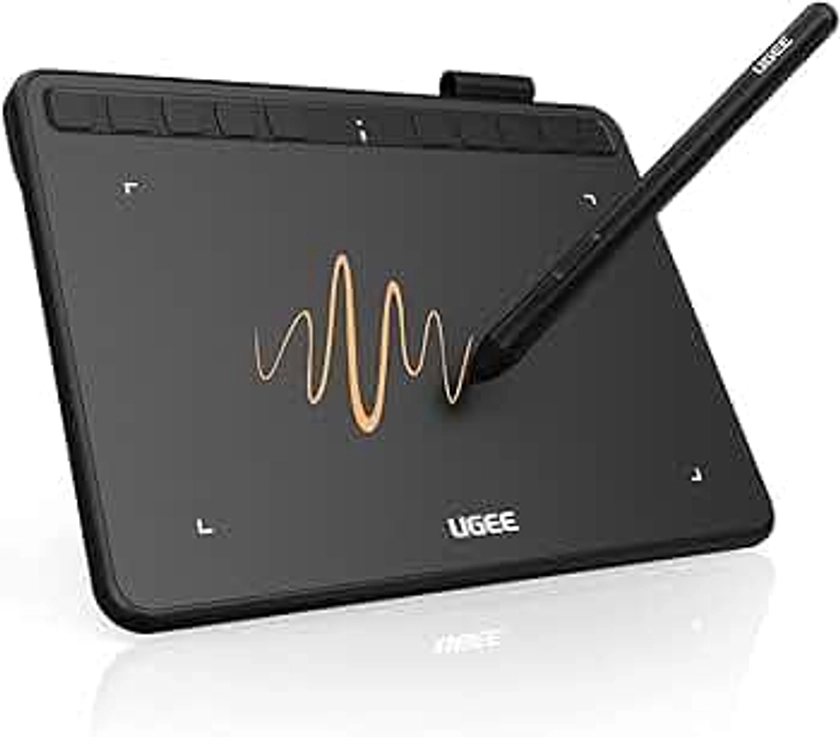 UGEE S640 Tablette Graphique, Tablette de Dessin Numérique avec Stylet sans Pile Sensibilité à la Pression 8192 Tablette à Stylet 10 Touches de Raccourci Compatible avec Windows Mac Linux Android