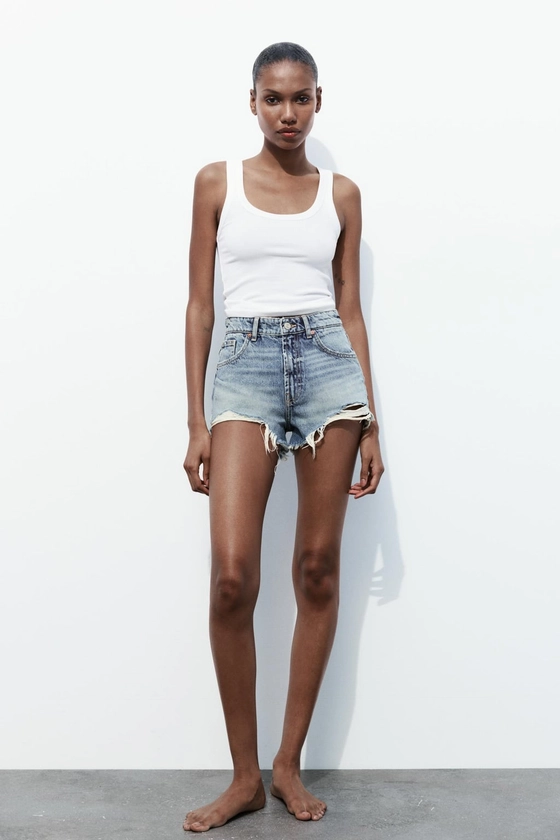 SHORTS DENIM TRF CURVED TIRO ALTO ROTOS