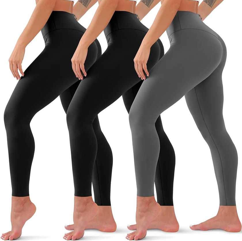 3 Pack High Waisted Leggings for Women No See Through Yoga Pants Tummy Control Leggings for Workout Running Buttery Soft
