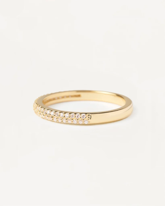 Gold-plated silver ring with white zirconia | Tiara Ring | PDPAOLA