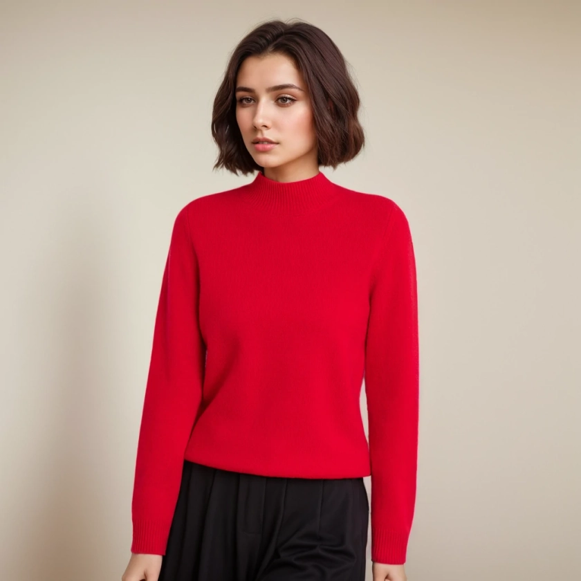 Pull en cachemire tricoté pour femme, court