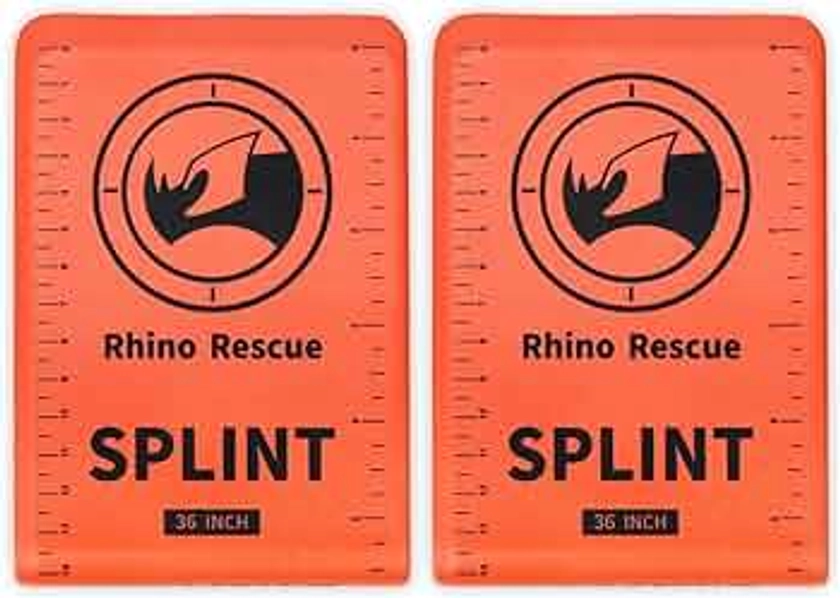 RHINO RESCUE First Aid Splint 36" X 4.3" Orange-Gray, Keep Bones in Position (2, Folded)