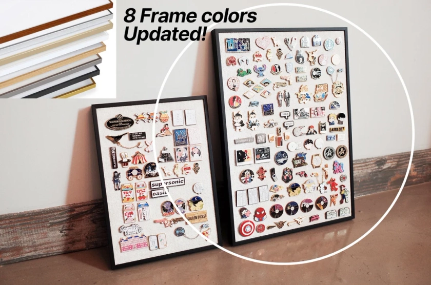 Pin Badge Display Metal-Frame, Enamel Pin Display Box for Collector, Pennant [BECOSMIC STUDIO]