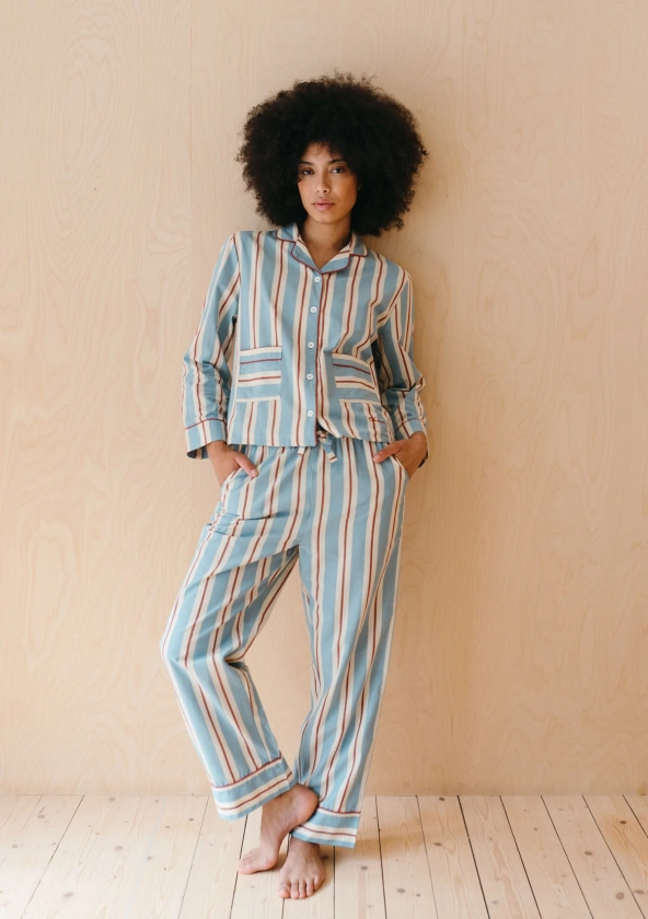 Cotton Pyjamas in Blue Stripe