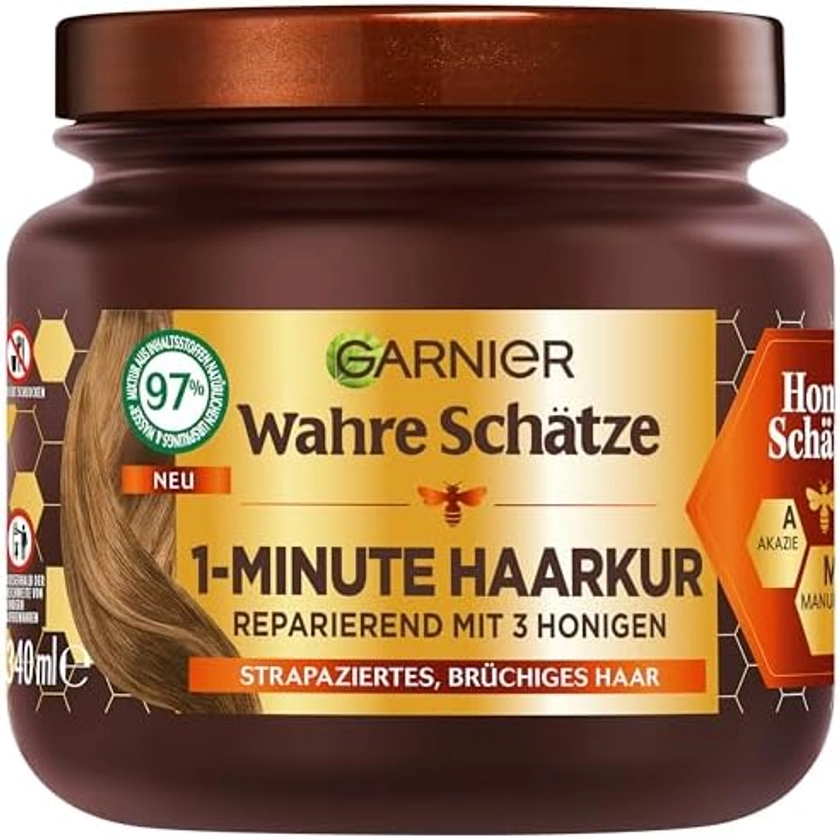 Wahre Schätze Repair Treatment for Brittle and Damaged Hair 1 Minute with Acacia Honey and Beeswax for Less Split Ends and Breakage 340 ml : Amazon.com.be: Beauty