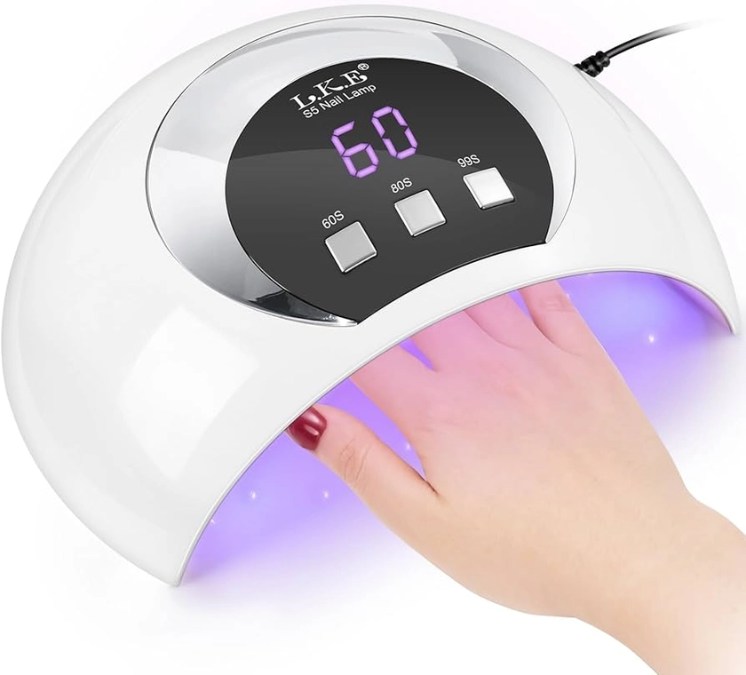 UV LED Nail Lamp, LKE 54W Nail Dryer Gel Nail Curing Lamp UV Light for Gel Nails with 3 Timers LCD Display Smart Sensor USB Plug for Fingernail Toenail (White) : Amazon.co.uk: Beauty