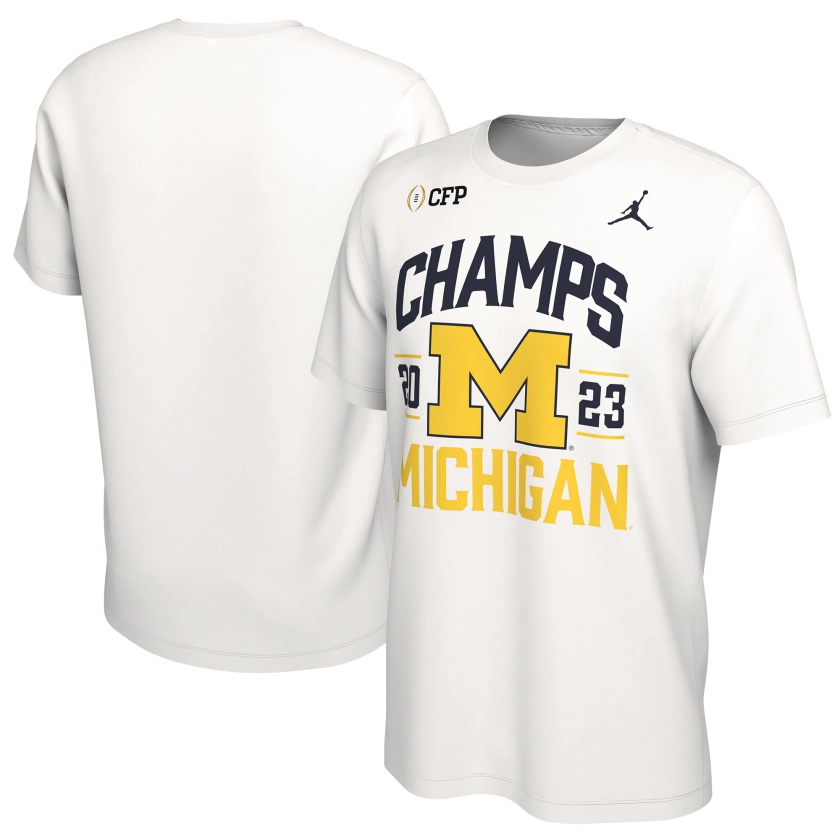 Michigan Wolverines Jordan Brand College Football Playoff 2023 National Champions Retro T-Shirt - White