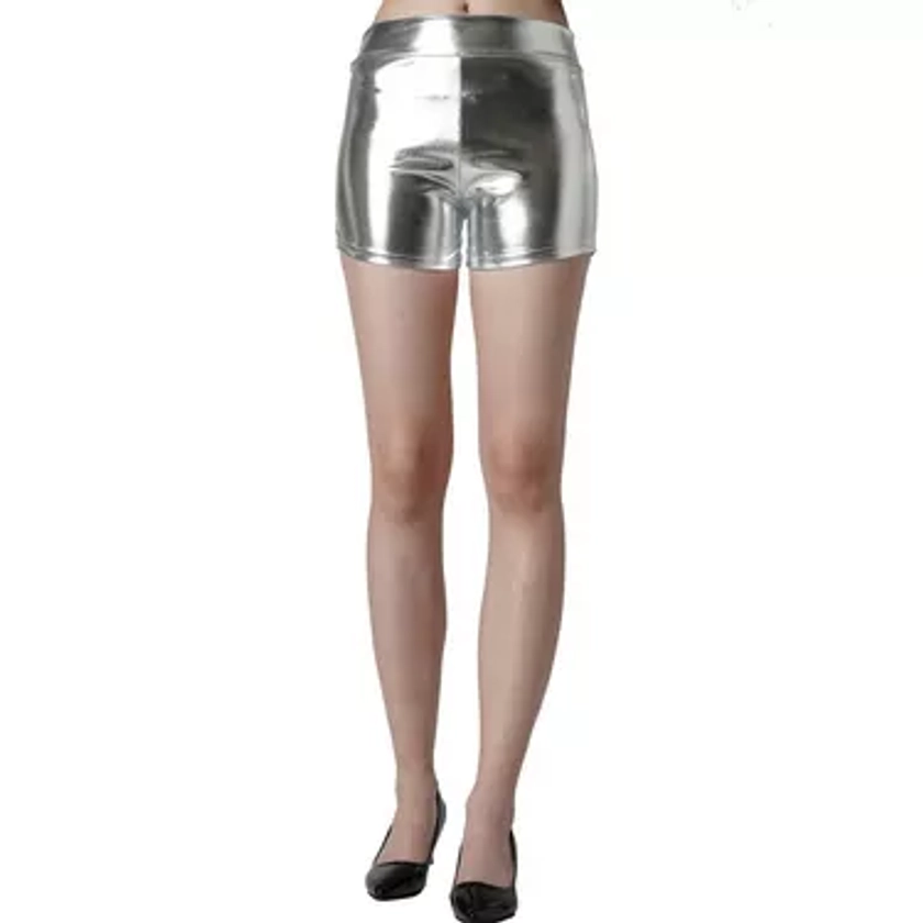 Adult Metallic Silver Boyshorts