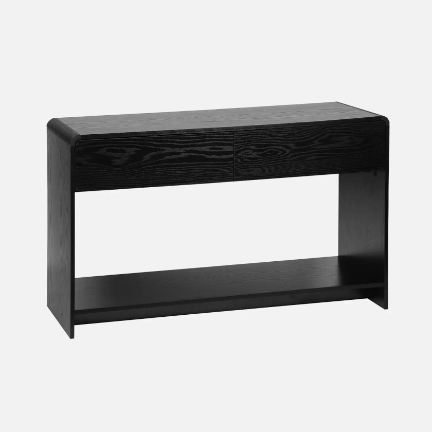 Console 2 tiroirs, effet bois noir arrondi I sweeek 