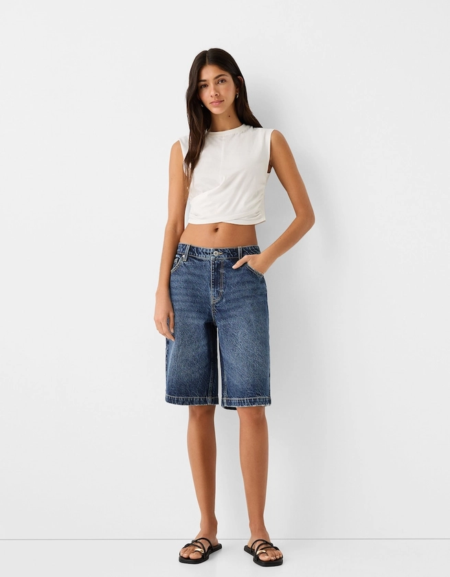 Baggy denim Bermuda shorts - BSK Teen