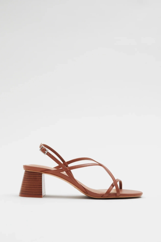 Strappy Leather Sandals - High heel - Brown - Ladies | H&M GB