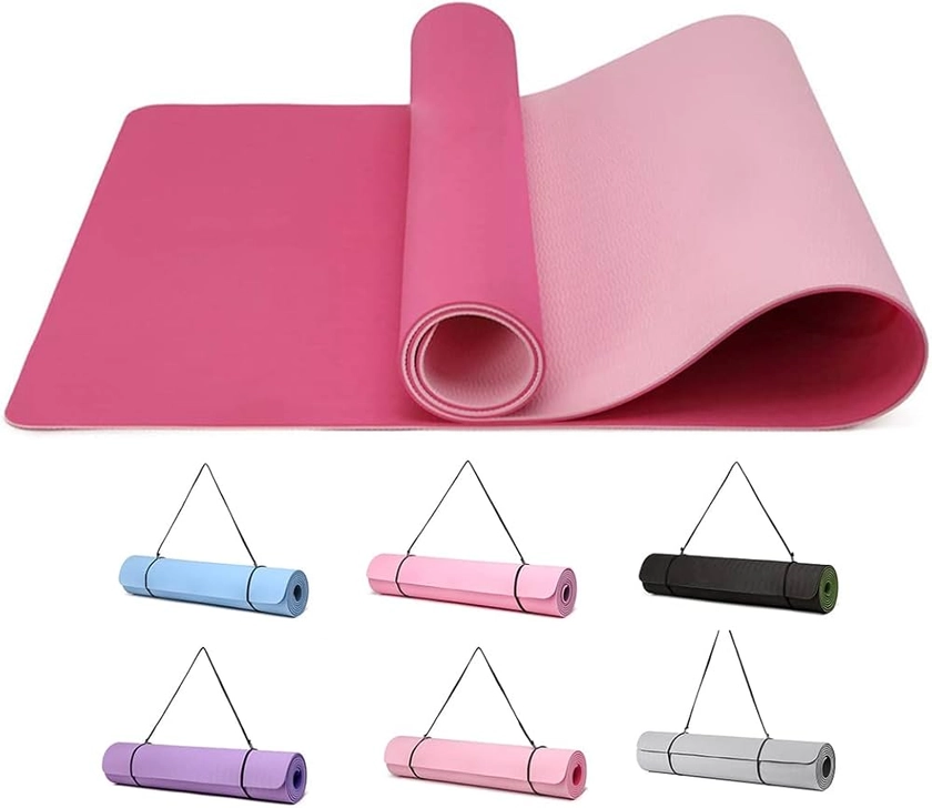 Good Nite Yoga Mat for Gymnastics, Exercise, Fitness, Non-Slip, Sports Pilates with Carrying Strap 183 x 61 x 0.6 cm