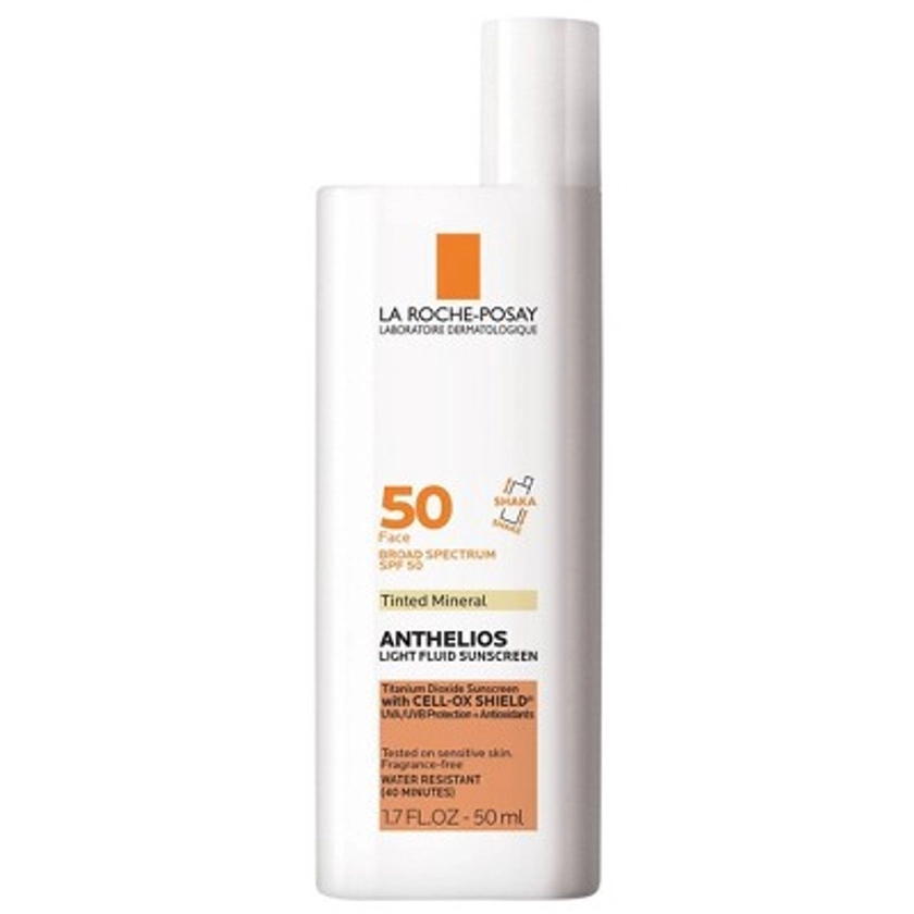 La Roche Posay Anthelios Tinted Face Sunscreen SPF 50, Ultra-Light Fluid Mineral Face Sunscreen with Titanium Dioxide - SPF 50 - 1.7 fl oz 