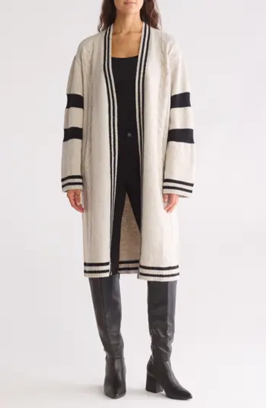 Bobeau Stripe Cable Knit Longline Duster | Nordstromrack