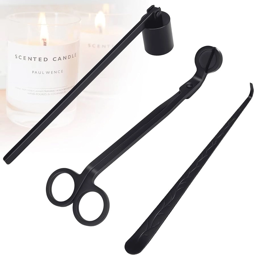 Opopark 3 in 1 Candle Snuffer Set, Wick Trimmer Candle Snuffer Candle Wick Dipper Candle Accessories for Candle Lovers