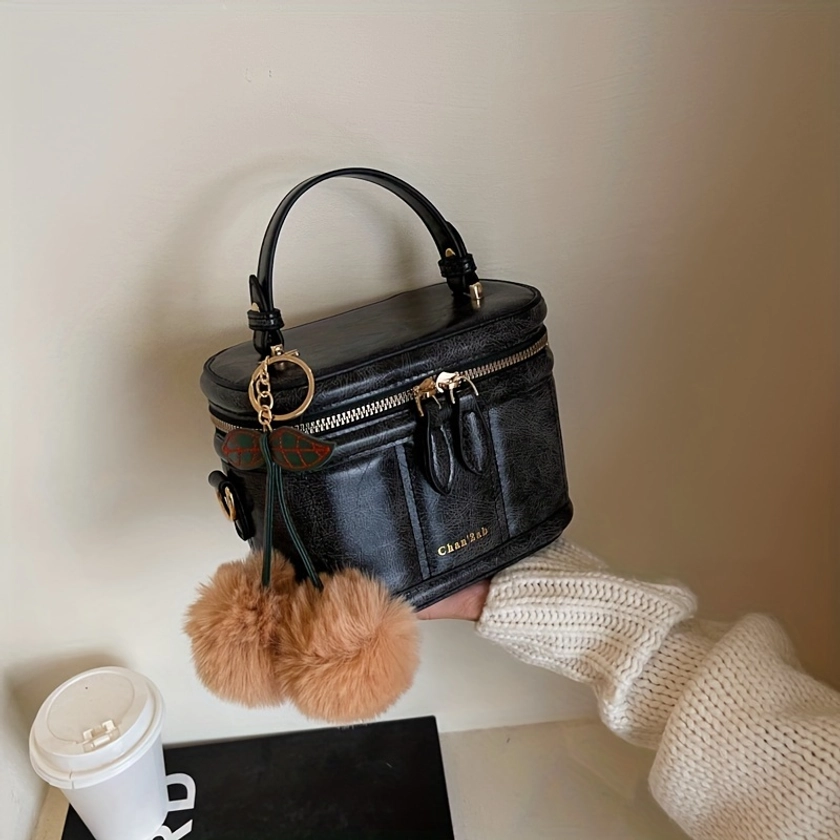 Mini Stylish Top Handle Satchel Bag, Classic Crossbody Bag, Textured Handbag Wallet For Women