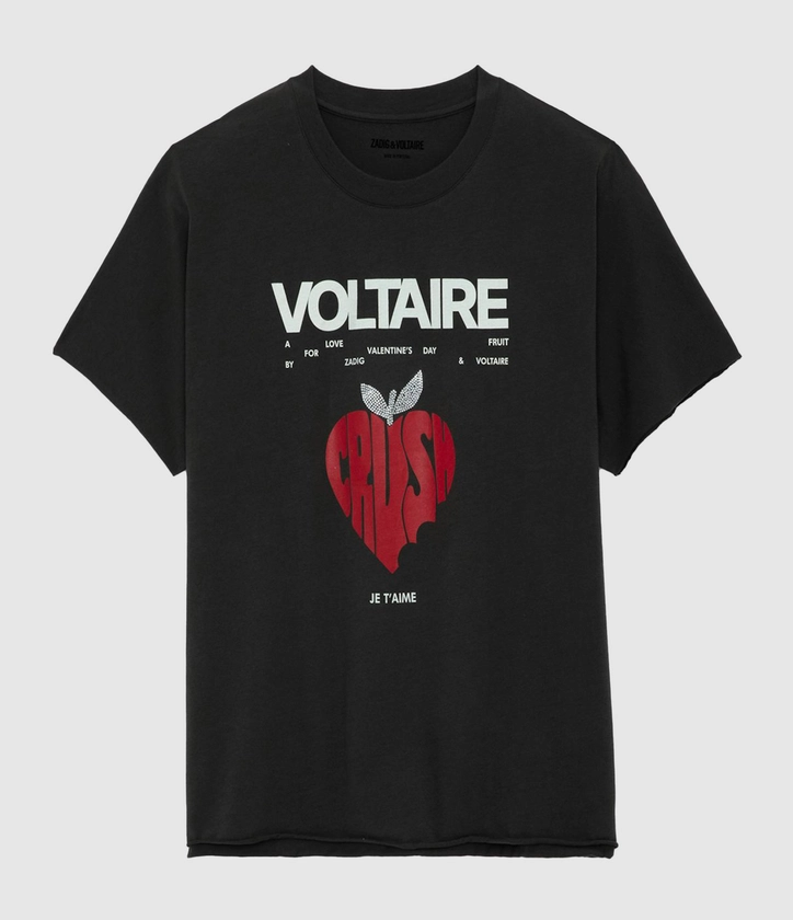 ZADIG & VOLTAIRE - Tee-Shirt Tommer Co Concert Crush Strass Carbone