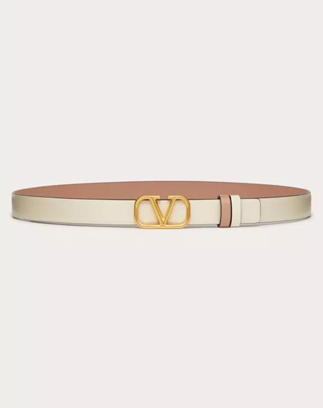 Reversible Vlogo Signature Belt In Glossy Calfskin 20 Mm for Woman in Rose Cannelle | Valentino PT