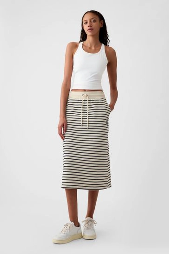 Buy Cream & Black Stripe Logo Athletic Stripe Maxi Skirt from the Gap online shop