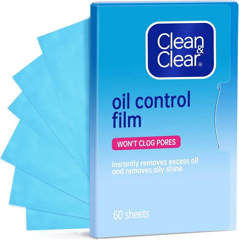 Oil Control Film, Oil Blotting Paper the Same Series with Clean & Clear Oil Absorbing Facial Sheets, 60 sheets Makeup Friendly High-performance Handy Face Blotting Paper for Oily Skin